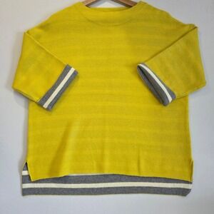 Oliver by Esco Mustard Yellow Gray‎ Stripe Knit Pullover Boxy Tunic Top Medium